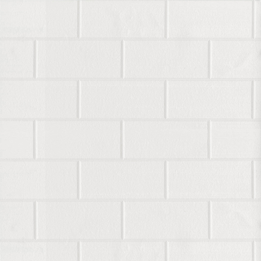 Galley White Subway Tile Paintable Wallpaper by Brewster Designer PaintWorks Covers about 57.5 square feet 20.9-in by 33-ft long roll Prepasted 6.3 - Swanky Fabrics -