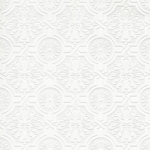 Victorian Tin Ceiling White Paintable Wallpaper by Brewster Designer