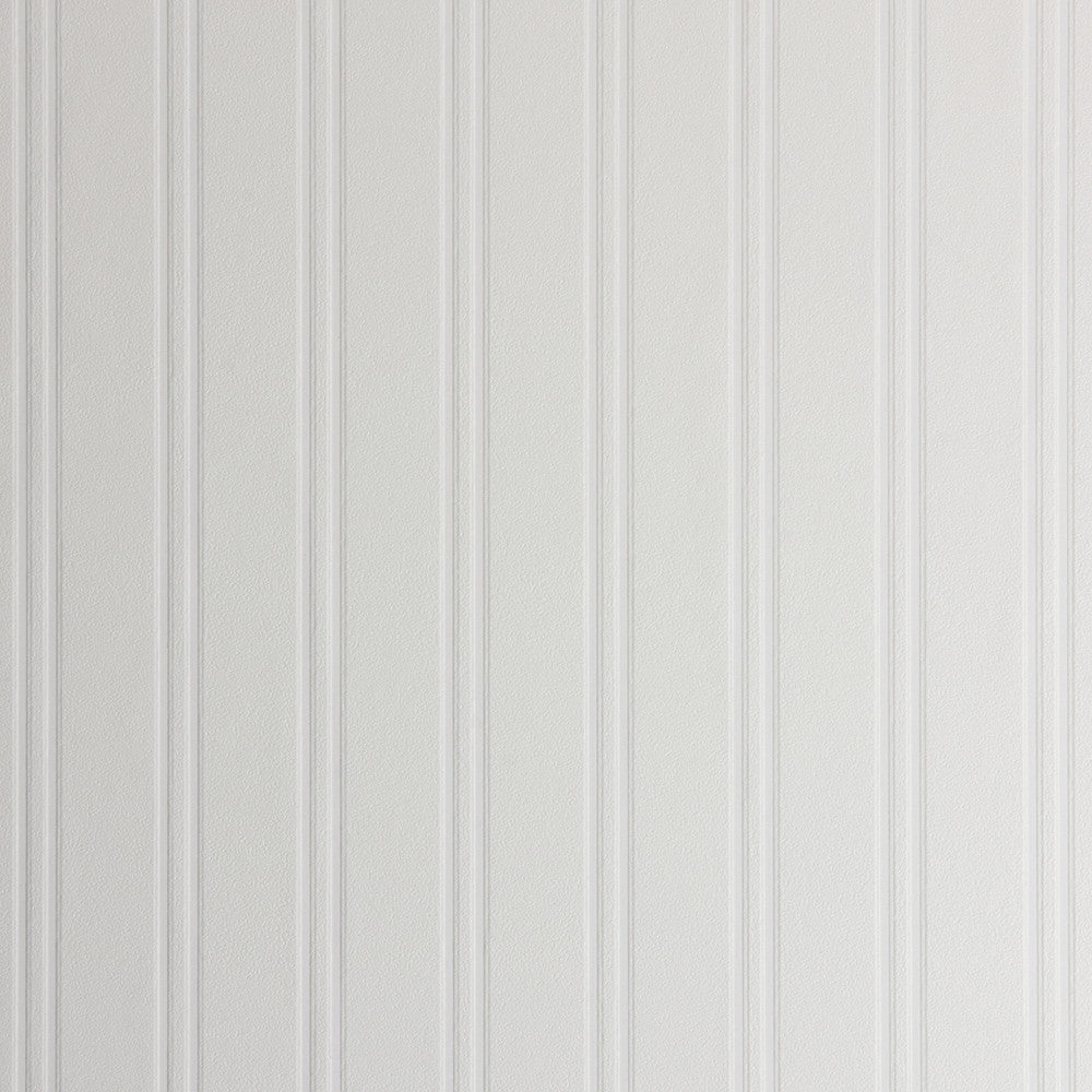 Murph White Beadboard Paintable Wallpaper by Brewster Designer PaintWorks Covers about 57.5 square feet 20.9-in by 33-ft long roll Prepasted 0 - Swanky Fabrics -
