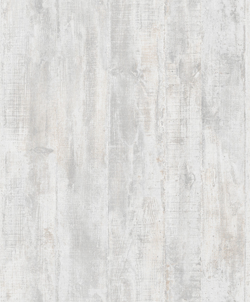 Huck Light Grey Weathered Wood Plank Wallpaper by Advantage Designer Geo & Textures Covers about 57.5 square feet 20.9-in by 33-ft long roll Unpasted 0 - Swanky Fabrics -