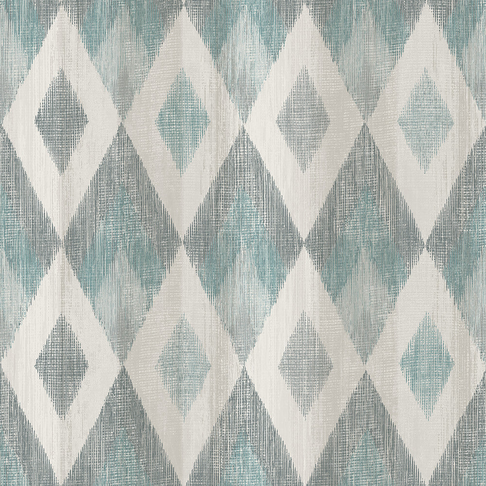 Ace Teal Diamond Wallpaper by Advantage Designer Geo & Textures Covers about 57.5 square feet 20.9-in by 33-ft long roll Unpasted 20.9 - Swanky Fabrics -