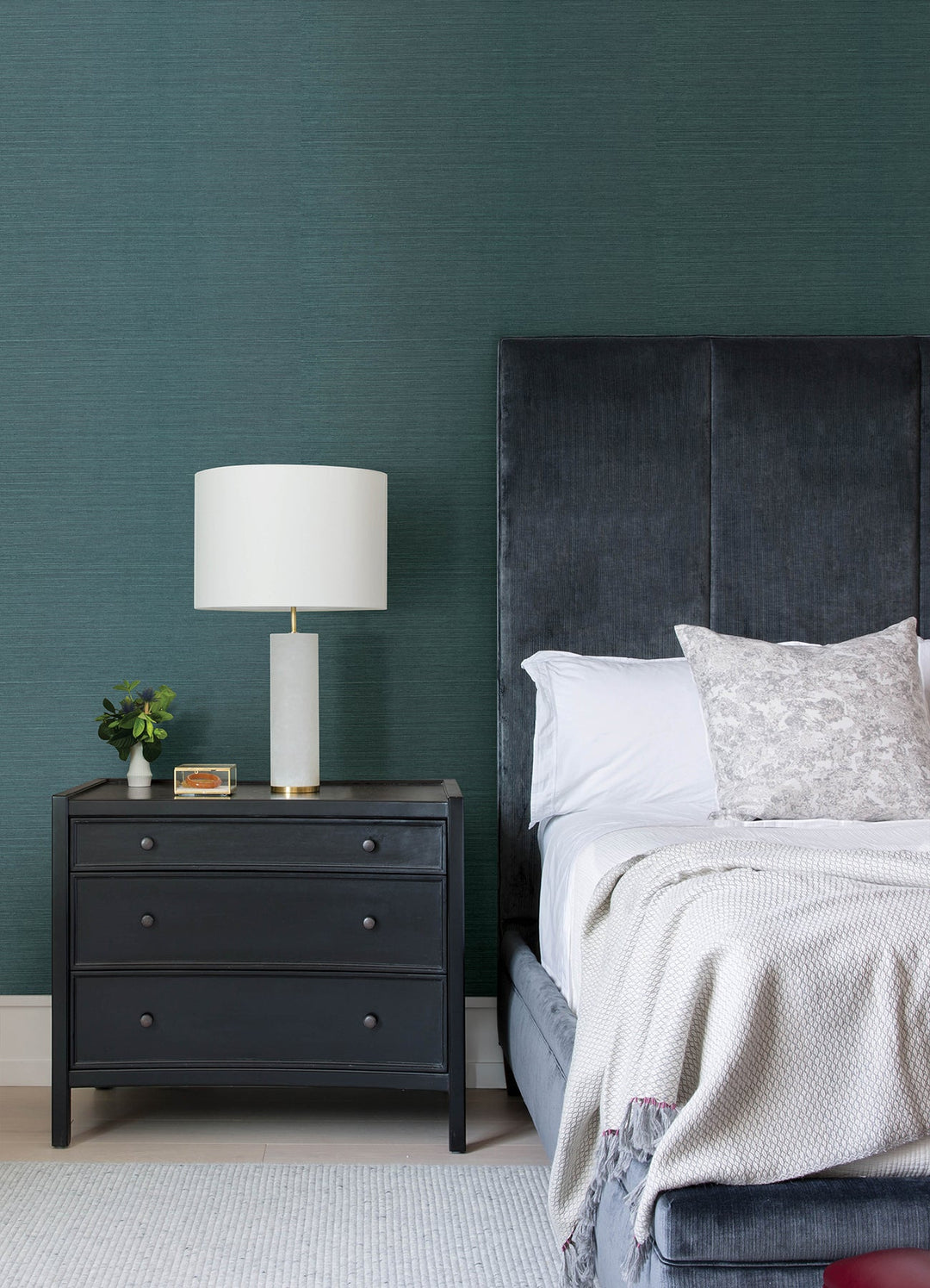 Colcord Teal Sisal Grasscloth Wallpaper by A-Street Prints Designer