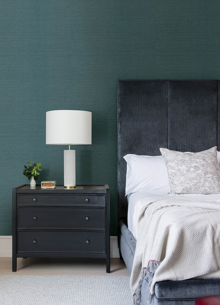 Colcord Teal Sisal Grasscloth Wallpaper by A-Street Prints Designer
