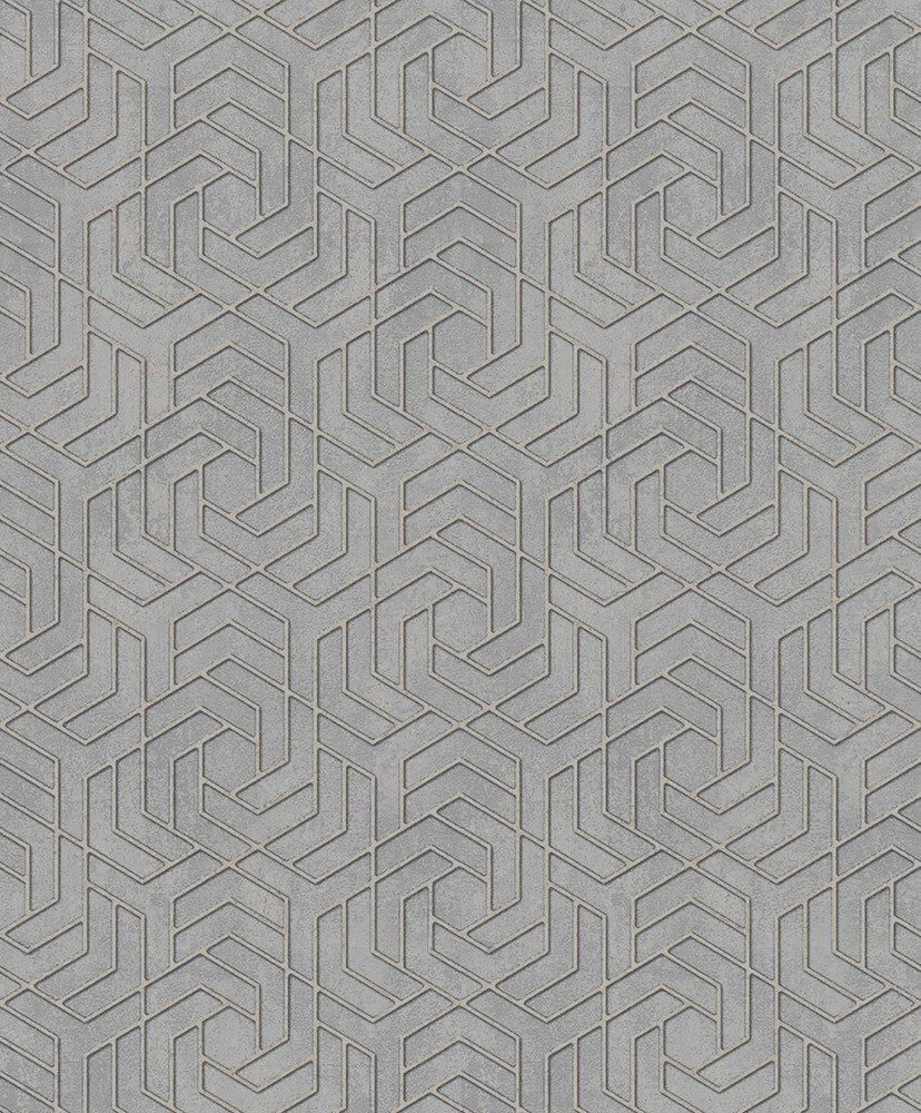 Tama Grey Geometric Wallpaper by Advantage Designer Windsong Covers about 57.5 square feet 20.9-in by 33-ft long roll Unpasted 6.3 - Swanky Fabrics -