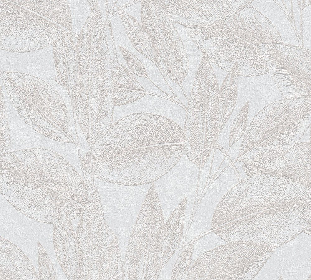Suki Cream Leaves Wallpaper by Advantage Designer Windsong Covers about 57.5 square feet 20.9-in by 33-ft long roll Unpasted 25.2 - Swanky Fabrics -