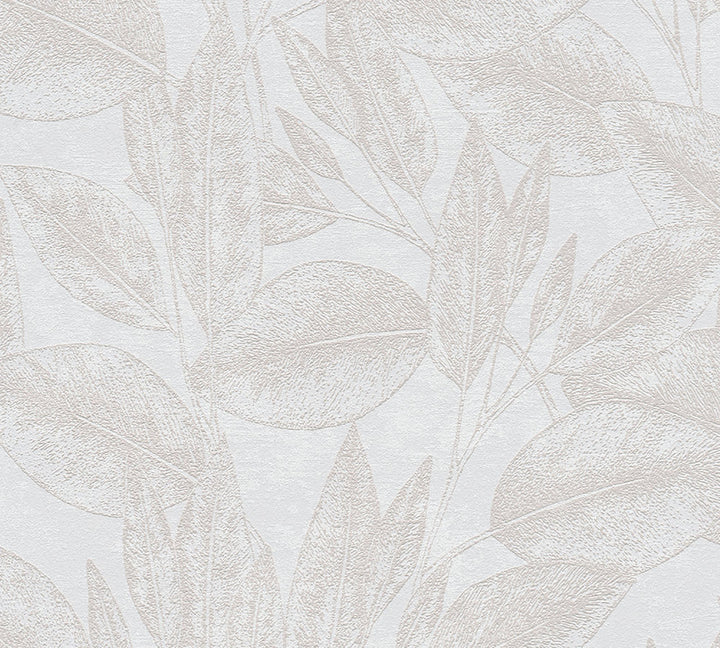 Suki Cream Leaves Wallpaper by Advantage Designer Windsong Covers about 57.5 square feet 20.9-in by 33-ft long roll Unpasted 25.2 - Swanky Fabrics -