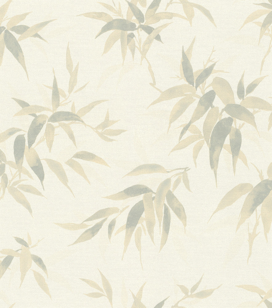 Minori White Leaves Wallpaper by Advantage Designer Windsong Covers about 57.5 square feet 20.9-in by 33-ft long roll Unpasted 11.8 - Swanky Fabrics -