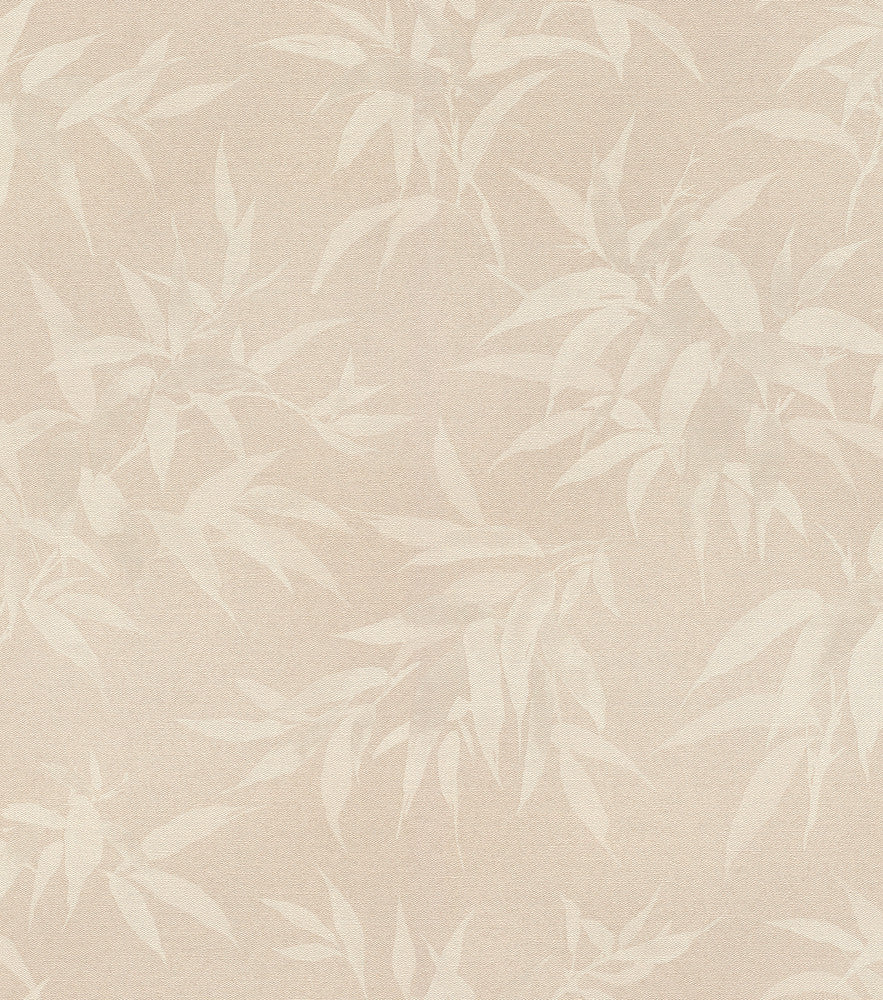 Minori Beige Leaves Wallpaper by Advantage Designer Windsong Covers about 57.5 square feet 20.9-in by 33-ft long roll Unpasted 11.8 - Swanky Fabrics -