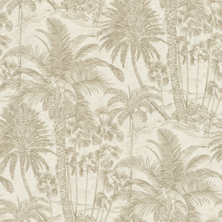 Yubi Gold Palm Trees Wallpaper by Advantage Designer Windsong Covers about 57.5 square feet 20.9-in by 33-ft long roll Unpasted 20.9 - Swanky Fabrics -