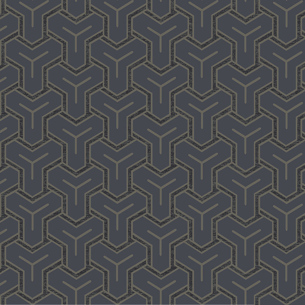 Gautier Blue Tessellate Wallpaper by Advantage Designer Passport Covers about 57.5 square feet 20.9-in by 33-ft long roll Unpasted 25.2 - Swanky Fabrics -