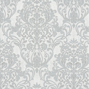 Anders Silver Damask Wallpaper by Advantage Designer