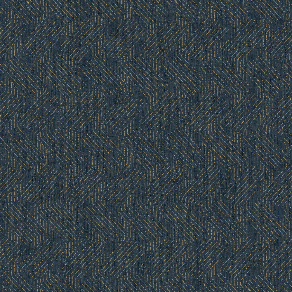 Elbert Navy Zig Zag Wallpaper by Advantage Designer Passport Covers about 57.5 square feet 20.9-in by 33-ft long roll Unpasted 25.2 - Swanky Fabrics -