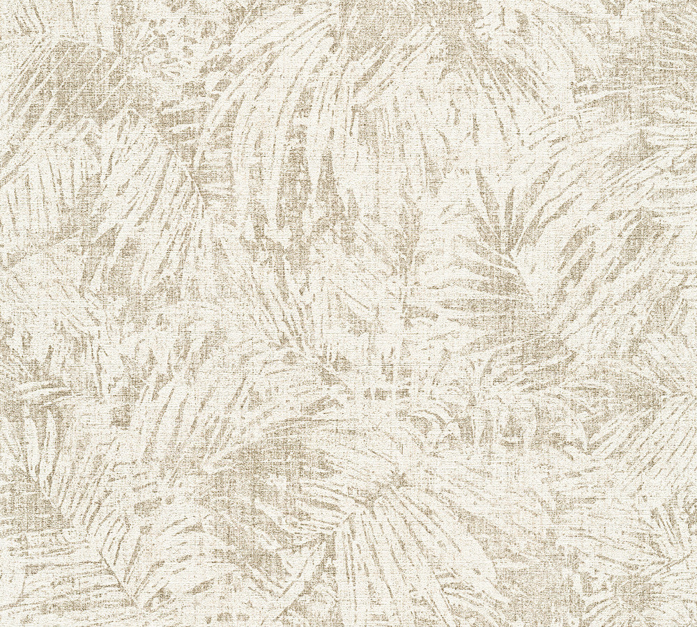 Torquino Off White Fronds Wallpaper by Advantage Designer Cuba Covers about 57.5 square feet 20.9-in by 33-ft long roll Unpasted 20.9 - Swanky Fabrics -