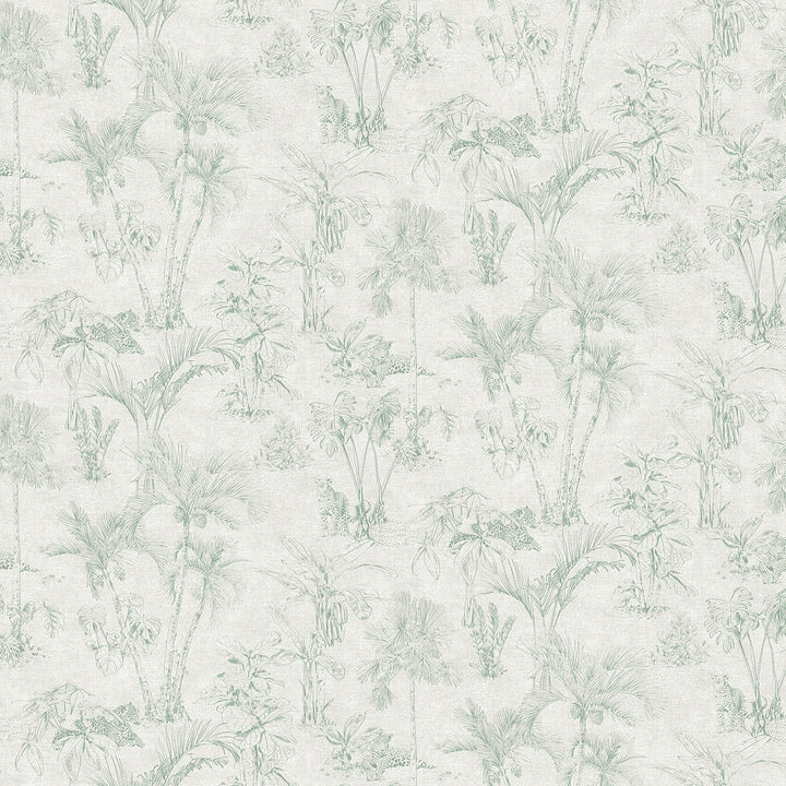 Zapata Green Tropical Jungle Wallpaper by Advantage Designer Cuba Covers about 57.5 square feet 20.9-in by 33-ft long roll Unpasted 20.9 - Swanky Fabrics -