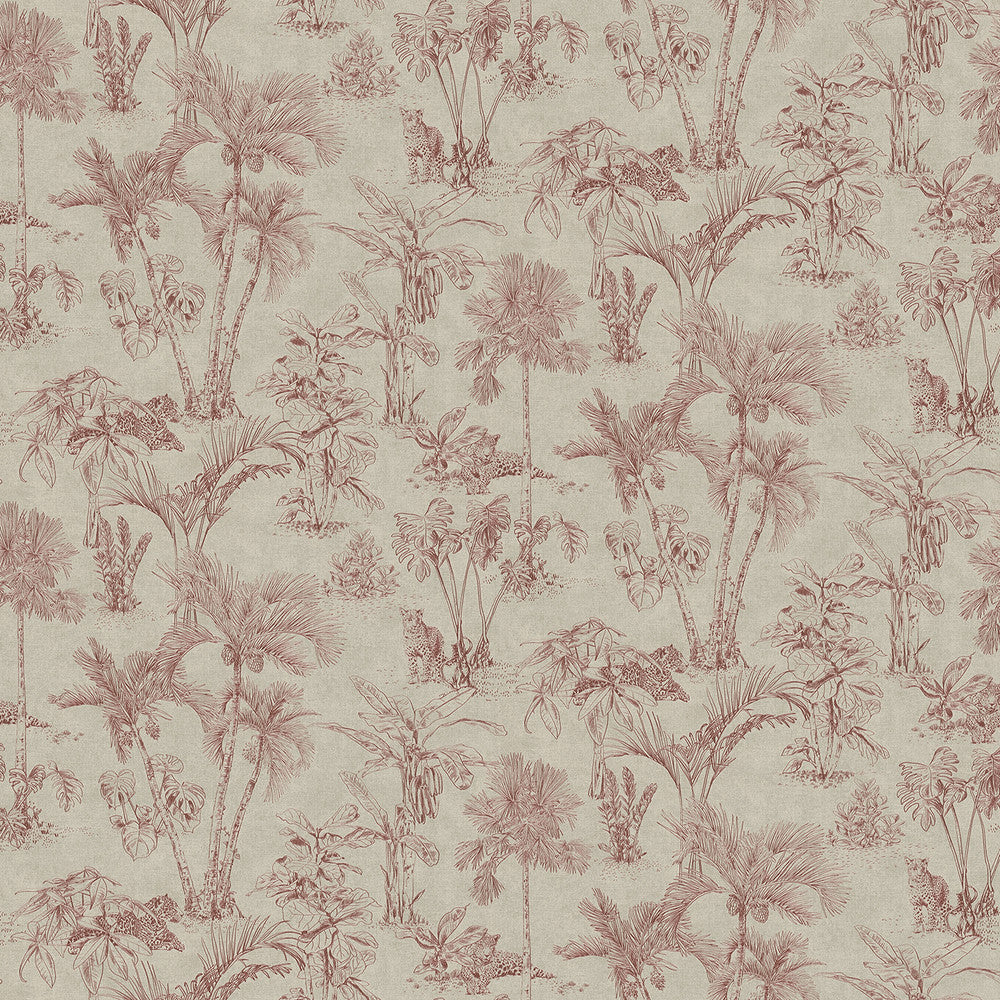 Zapata Merlot Tropical Jungle Wallpaper by Advantage Designer Cuba Covers about 57.5 square feet 20.9-in by 33-ft long roll Unpasted 20.9 - Swanky Fabrics -