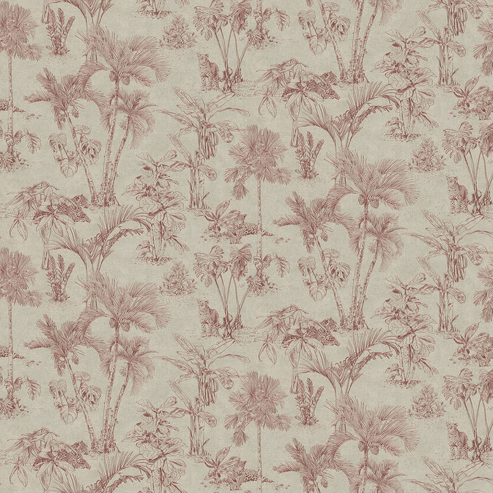 Zapata Merlot Tropical Jungle Wallpaper by Advantage Designer Cuba Covers about 57.5 square feet 20.9-in by 33-ft long roll Unpasted 20.9 - Swanky Fabrics -