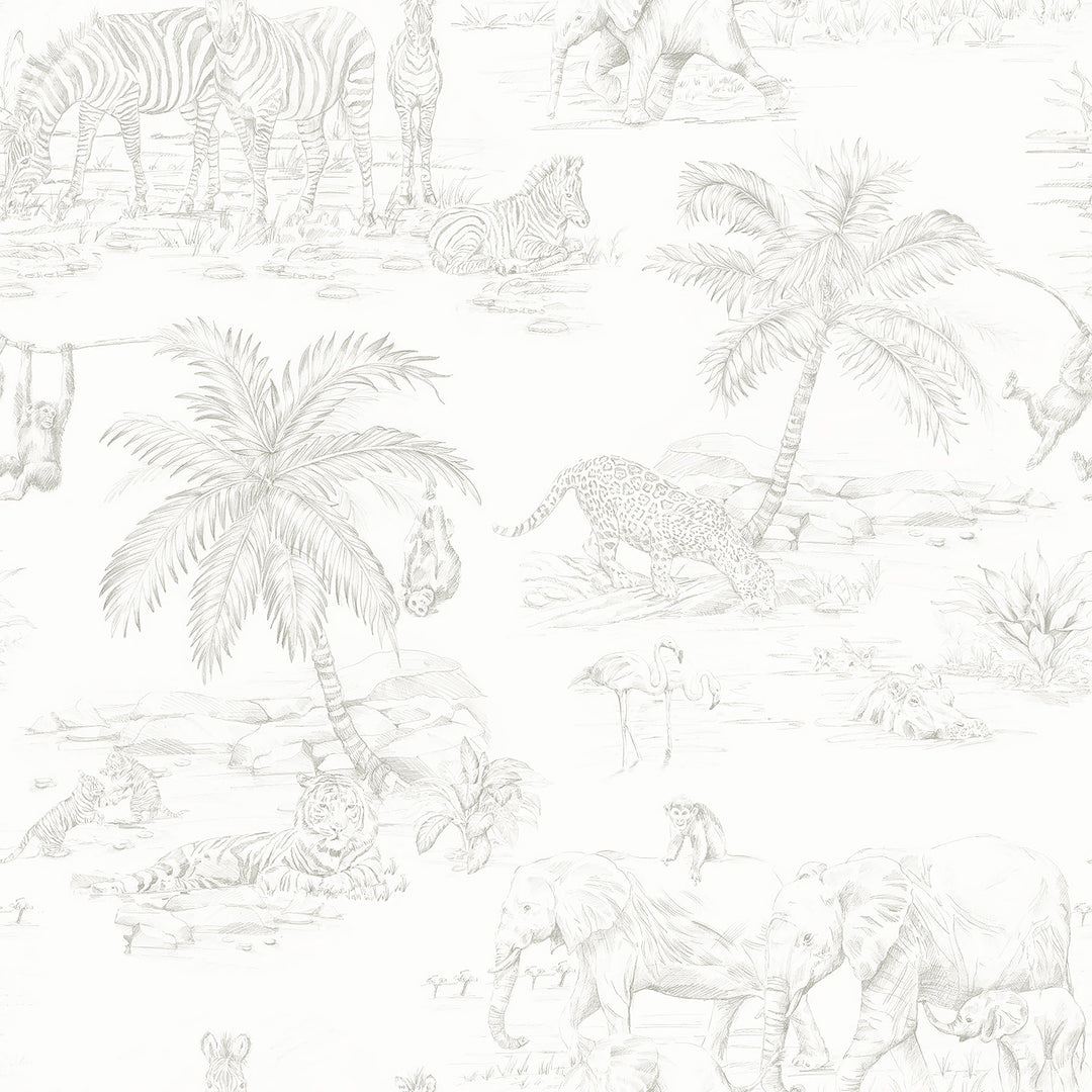 Boheme Platinum Animals Wallpaper by Chesapeake Designer