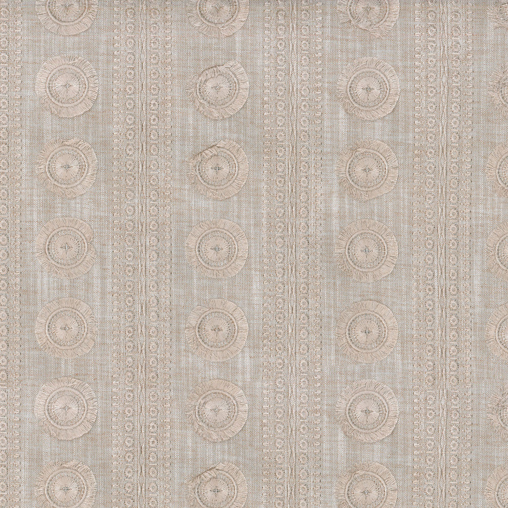 Adornment Emb Sandrift 407370 by PKL Studio Designer Fabric - Base:83%Polyester 11%Cotton 6%Linen Embroid:100%Rayon INDIA 9000 Horizontal: 3.8 and Vertical: 3 55 - Swanky Fabrics -