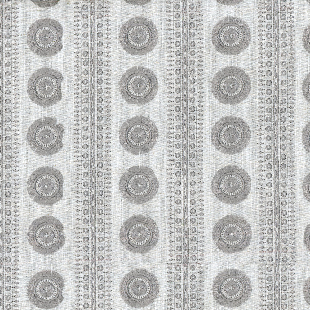 Adornment Emb Flint 407371 by PKL Studio Designer Fabric BESPOKEN I Base:83% Polyester 11% Cotton 6% Linen Embroid:100% Rayon INDIA Wyzenbeek 9,000 Horizontal: 3.80" and Vertical: 3.00" 55" - Swanky Fabrics -