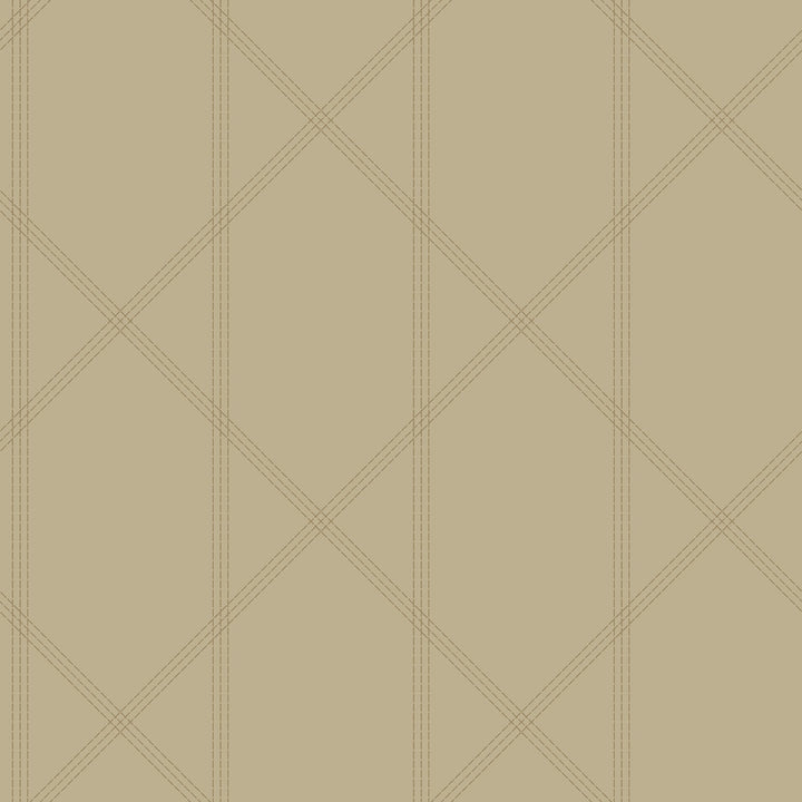 Walcott Taupe Stitched Trellis Wallpaper by A-Street Prints Designer