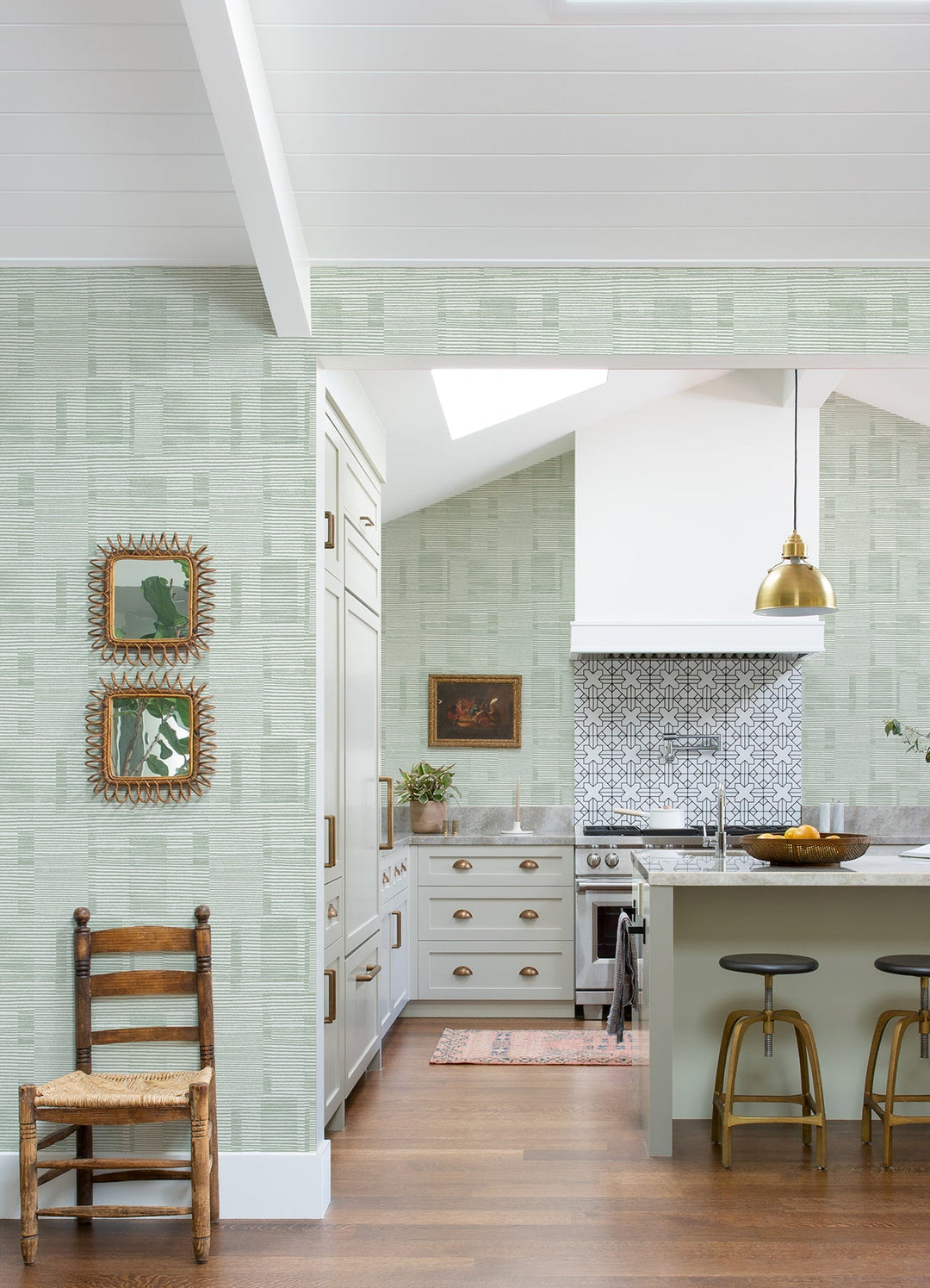 Callaway Green Woven Stripes Wallpaper by A-Street Prints Designer