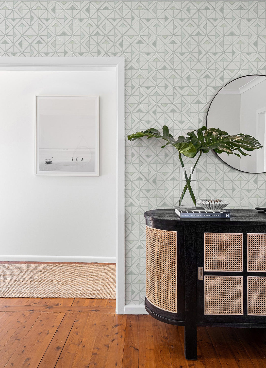 Jekyl Green Triangles Wallpaper by A-Street Prints Designer