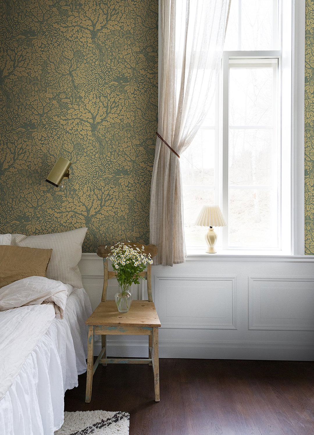 Olle Light Yellow Forest Sanctuary Wallpaper by A-Street Prints Designer