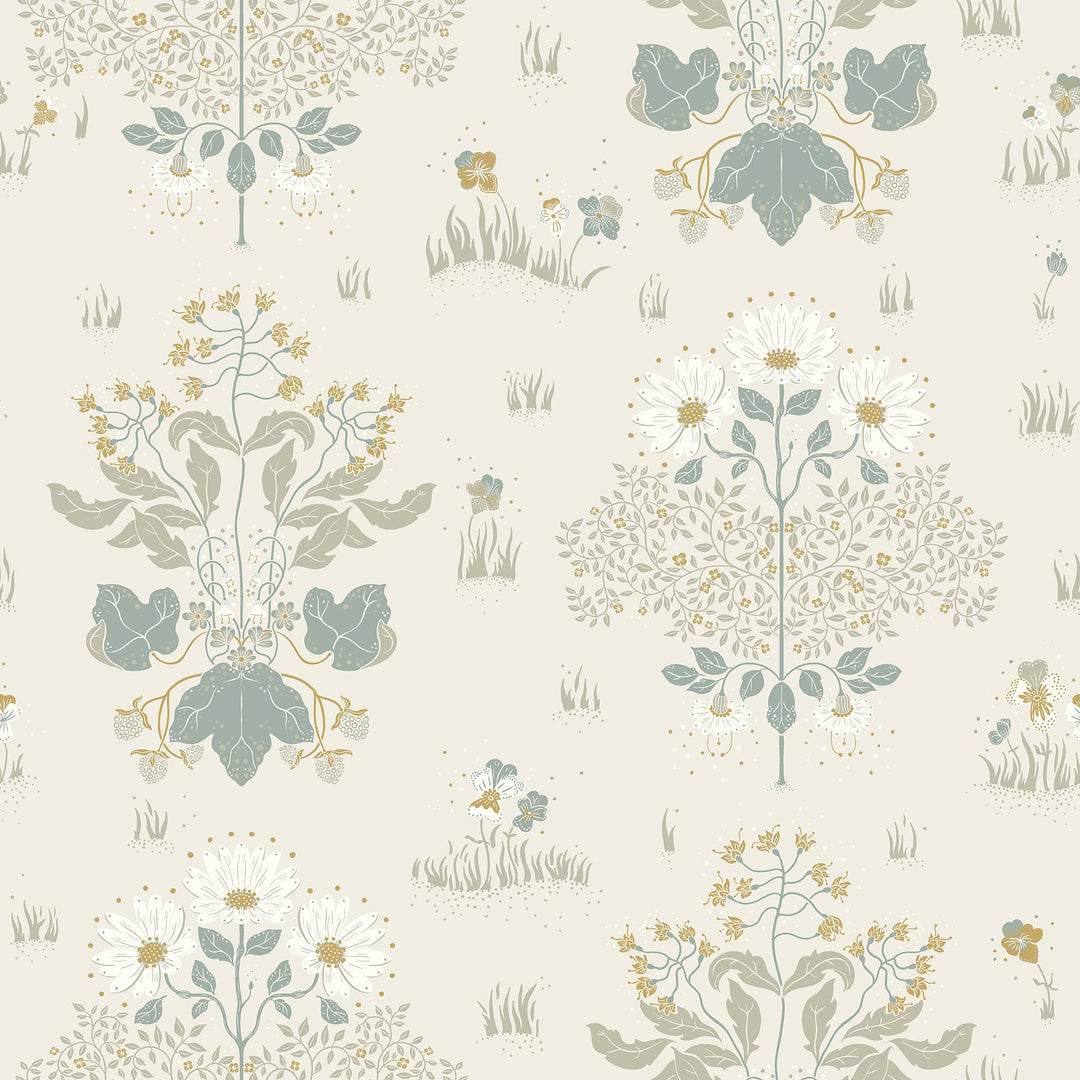 Elda Light Blue Delicate Daisies Wallpaper by A-Street Prints Designer