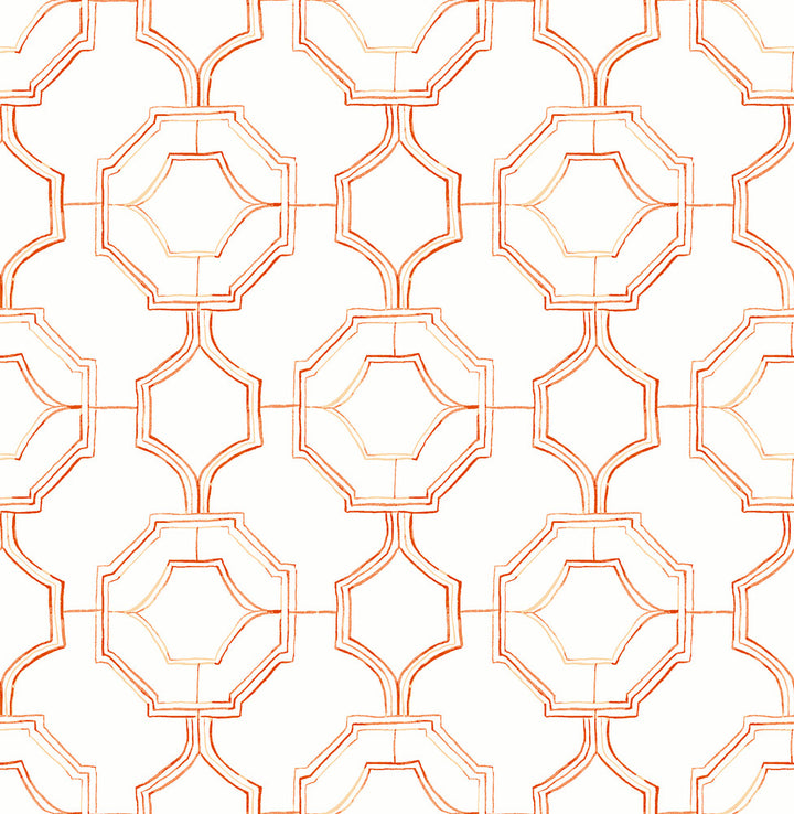 Gallina Orange Trellis Wallpaper by A-Street Prints Designer Happy Covers about 56.4 square feet 20.5-in by 33-ft long roll Unpasted 10.4 - Swanky Fabrics -