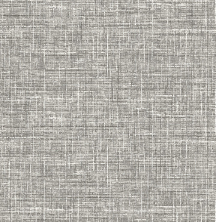 Emerson Grey Faux Linen Wallpaper by A-Street Prints Designer Happy Covers about 56.4 square feet 20.5-in by 33-ft long roll Unpasted 0 - Swanky Fabrics -