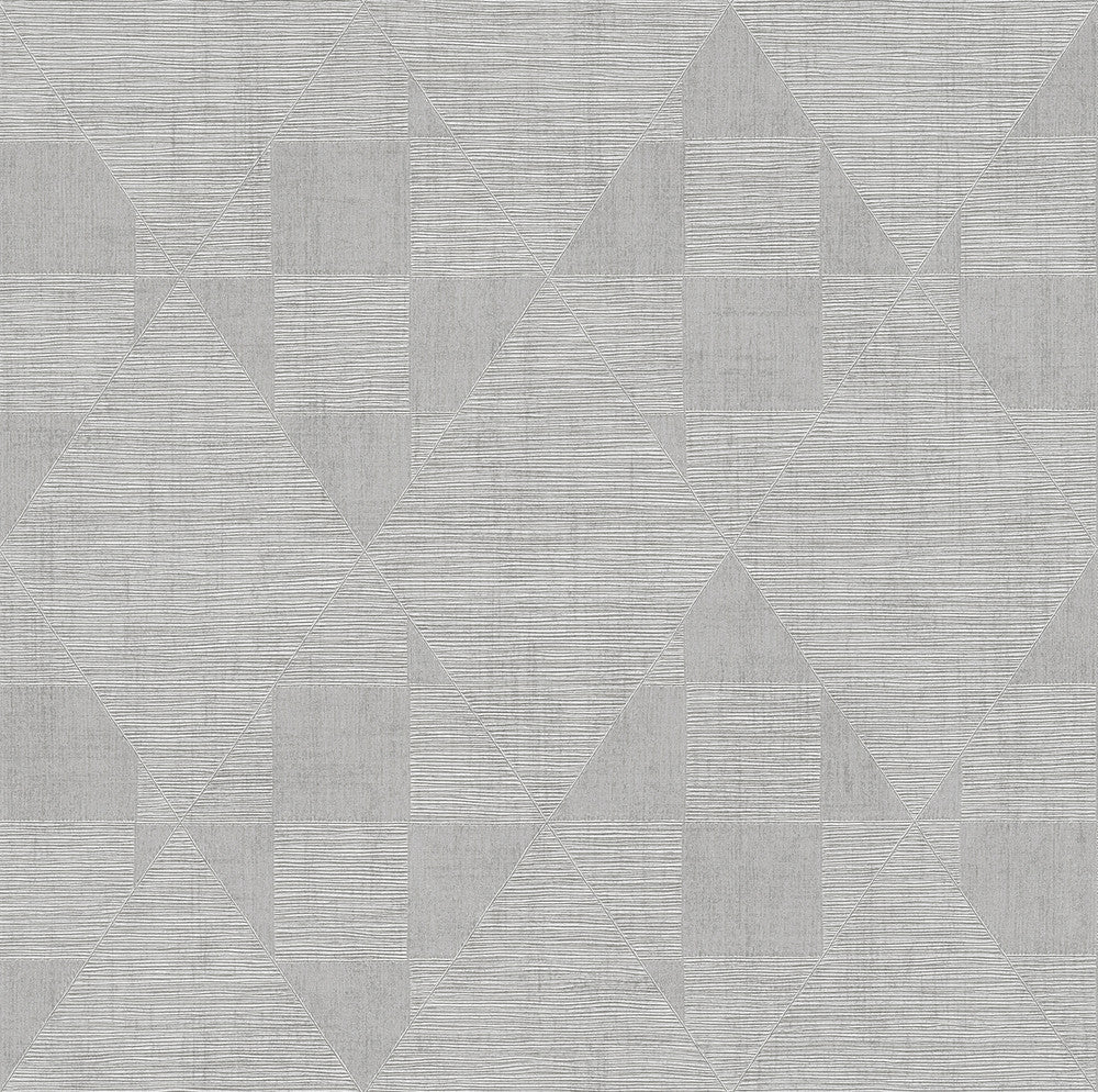 Wegener Sterling Geometric Wallpaper by Advantage Designer Titanium Covers about 57.5 square feet 20.9-in by 33-ft long roll Unpasted 10.2 - Swanky Fabrics -