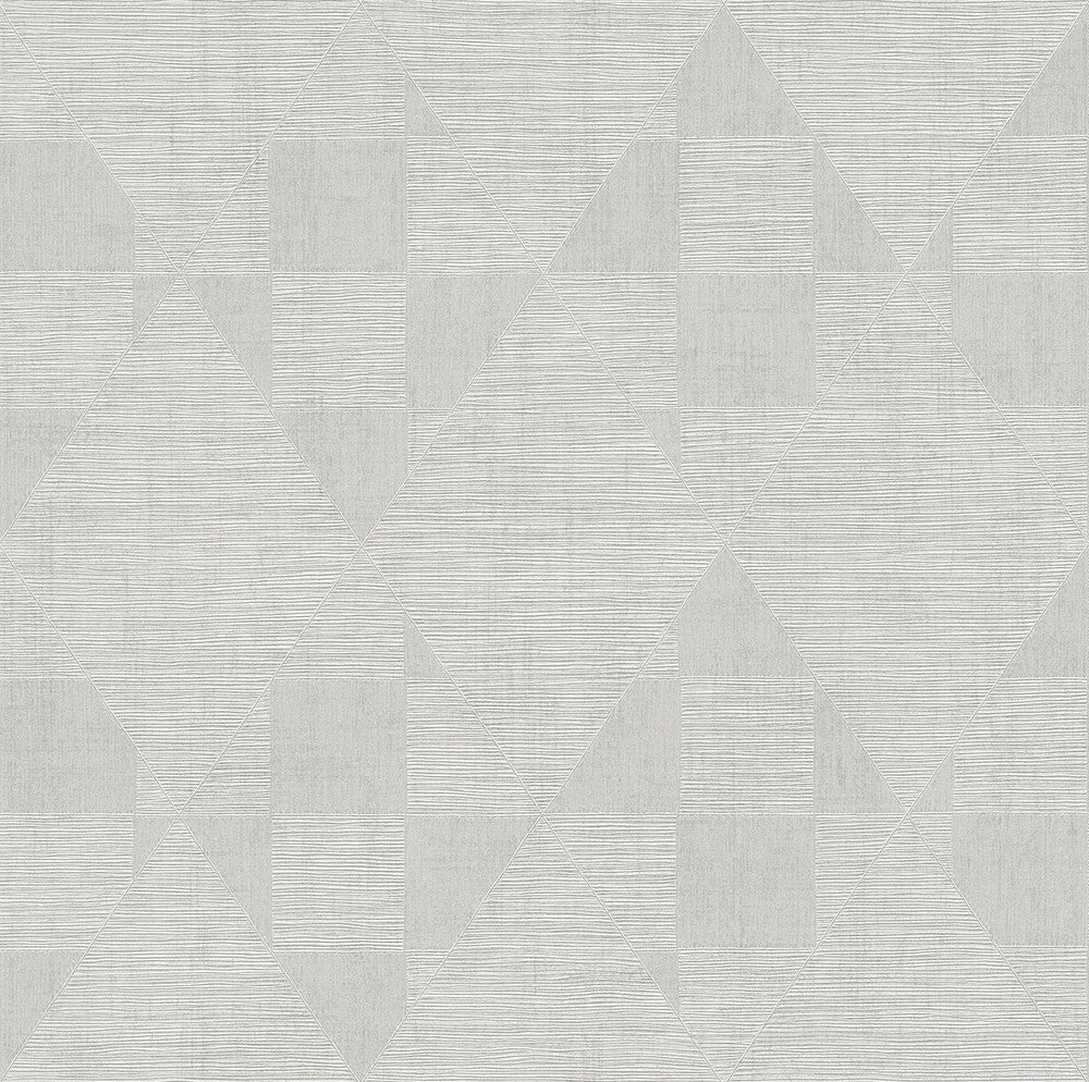 Wegener Silver Geometric Wallpaper by Advantage Designer Titanium Covers about 57.5 square feet 20.9-in by 33-ft long roll Unpasted 10.2 - Swanky Fabrics -