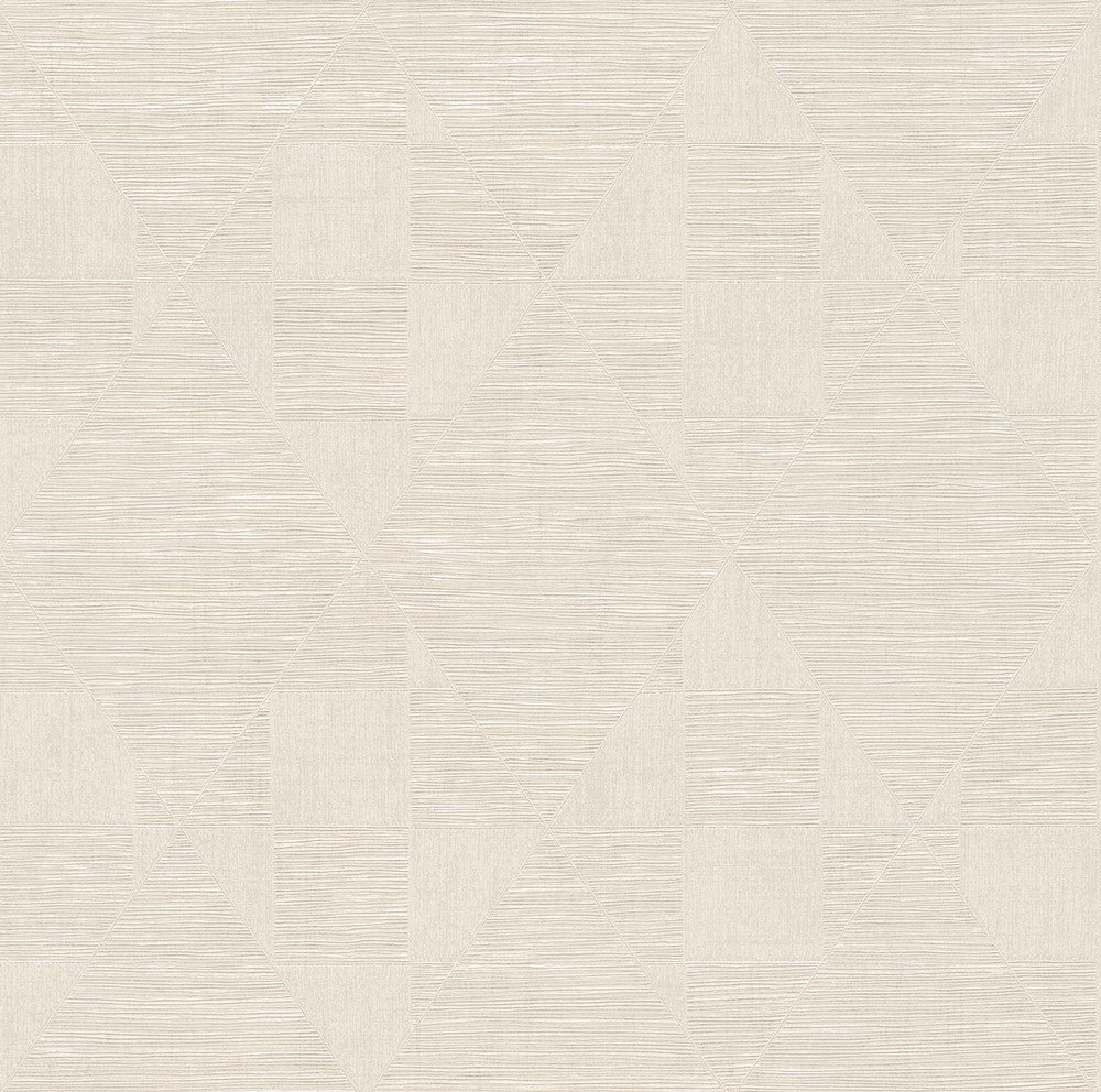 Wegener Ivory Geometric Wallpaper by Advantage Designer Titanium Covers about 57.5 square feet 20.9-in by 33-ft long roll Unpasted 10.2 - Swanky Fabrics -