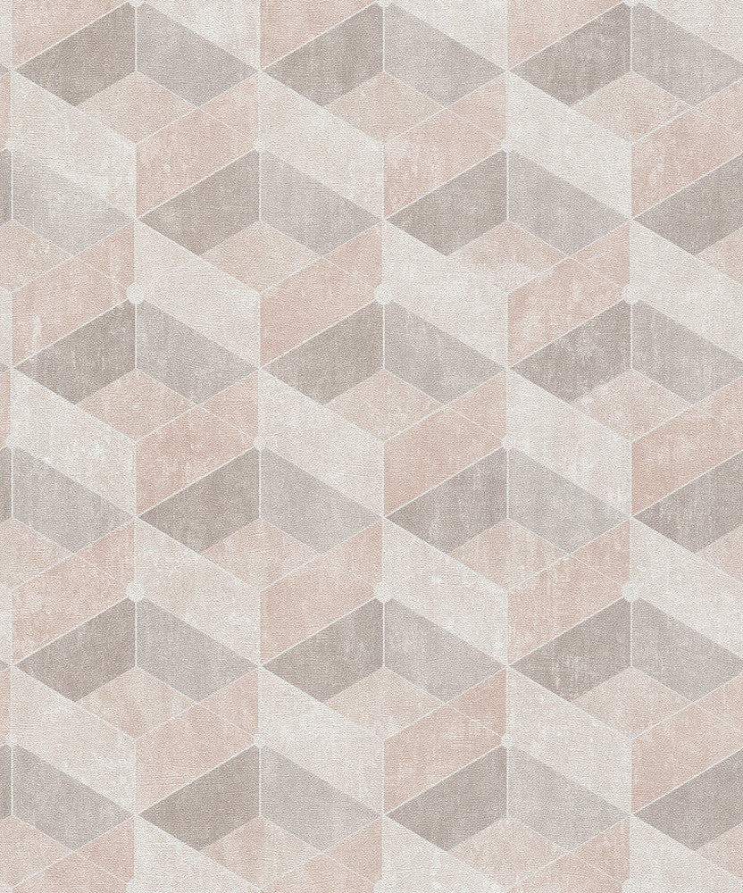 Muir Pastel Geo Wallpaper by Advantage Designer Titanium Covers about 57.5 square feet 20.9-in by 33-ft long roll Unpasted 8.3 - Swanky Fabrics -