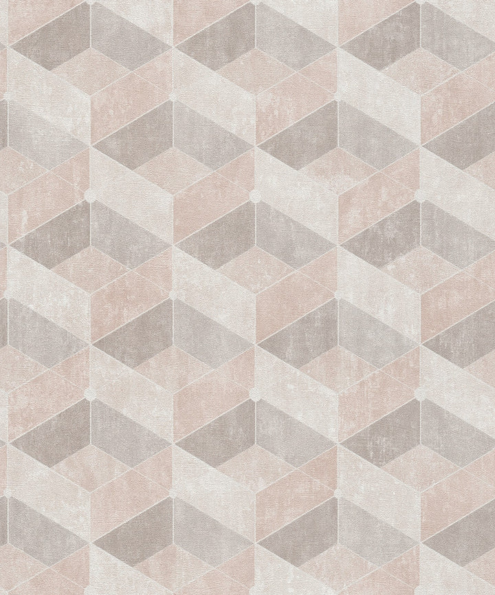 Muir Pastel Geo Wallpaper by Advantage Designer Titanium Covers about 57.5 square feet 20.9-in by 33-ft long roll Unpasted 8.3 - Swanky Fabrics -