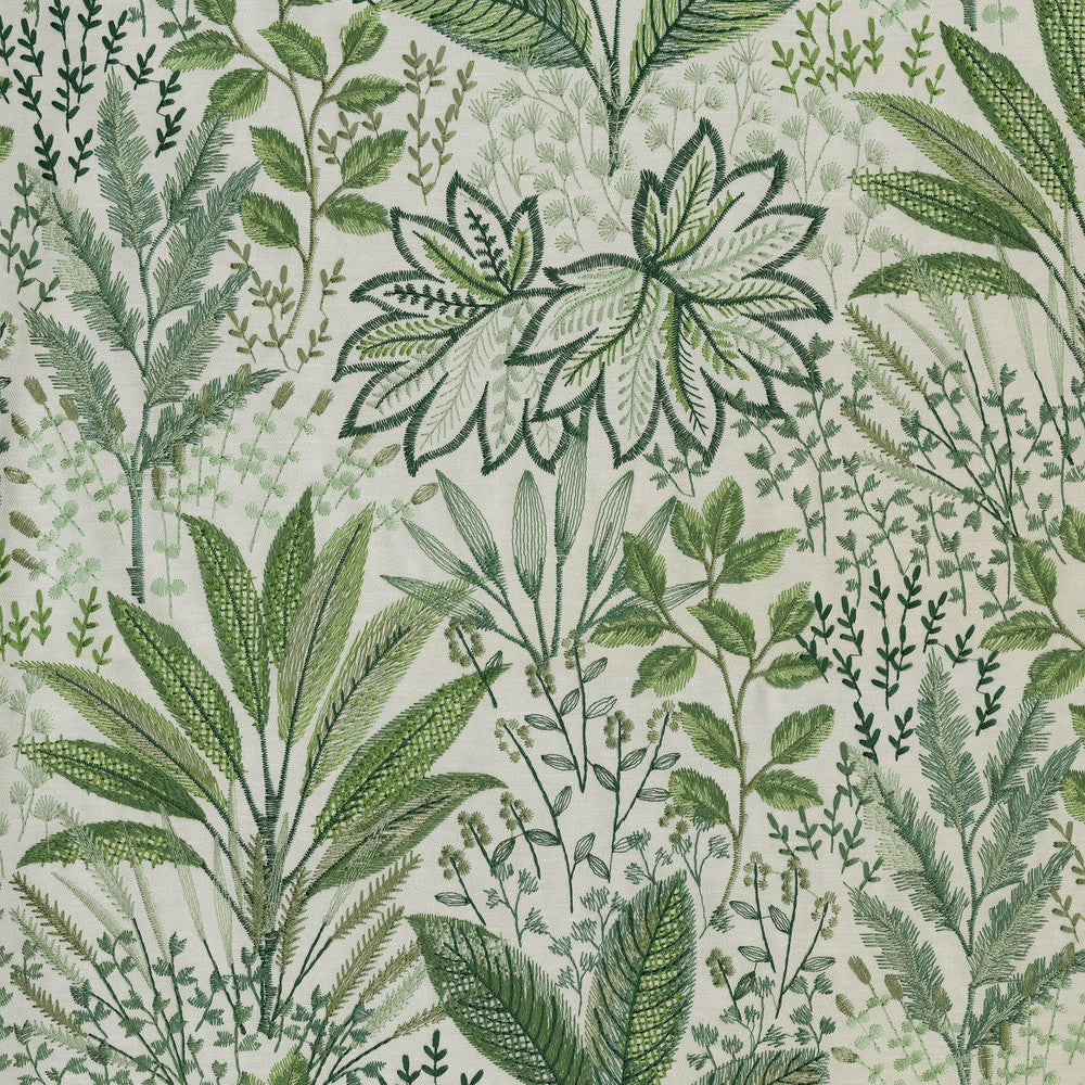 Amazonia Emb Fern 408770 by PKL Studio Designer Fabric - Base: 73% Polyester 27% Cotton Emb: 100% Rayon India 46000 Horizontal: 26 and Vertical: 18 Base: 54" Emb: 52" - Swanky Fabrics -