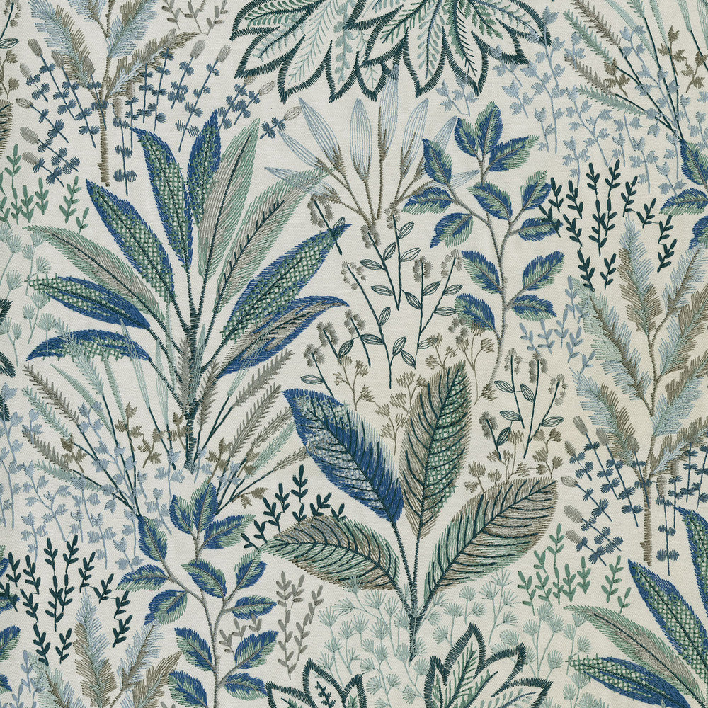 Amazonia Emb Lagoon 408771 by PKL Studio Designer Fabric - Base: 73% Polyester 27% Cotton Emb: 100% Rayon India 46000 Horizontal: 26 and Vertical: 18 Base: 54" Emb: 52" - Swanky Fabrics -