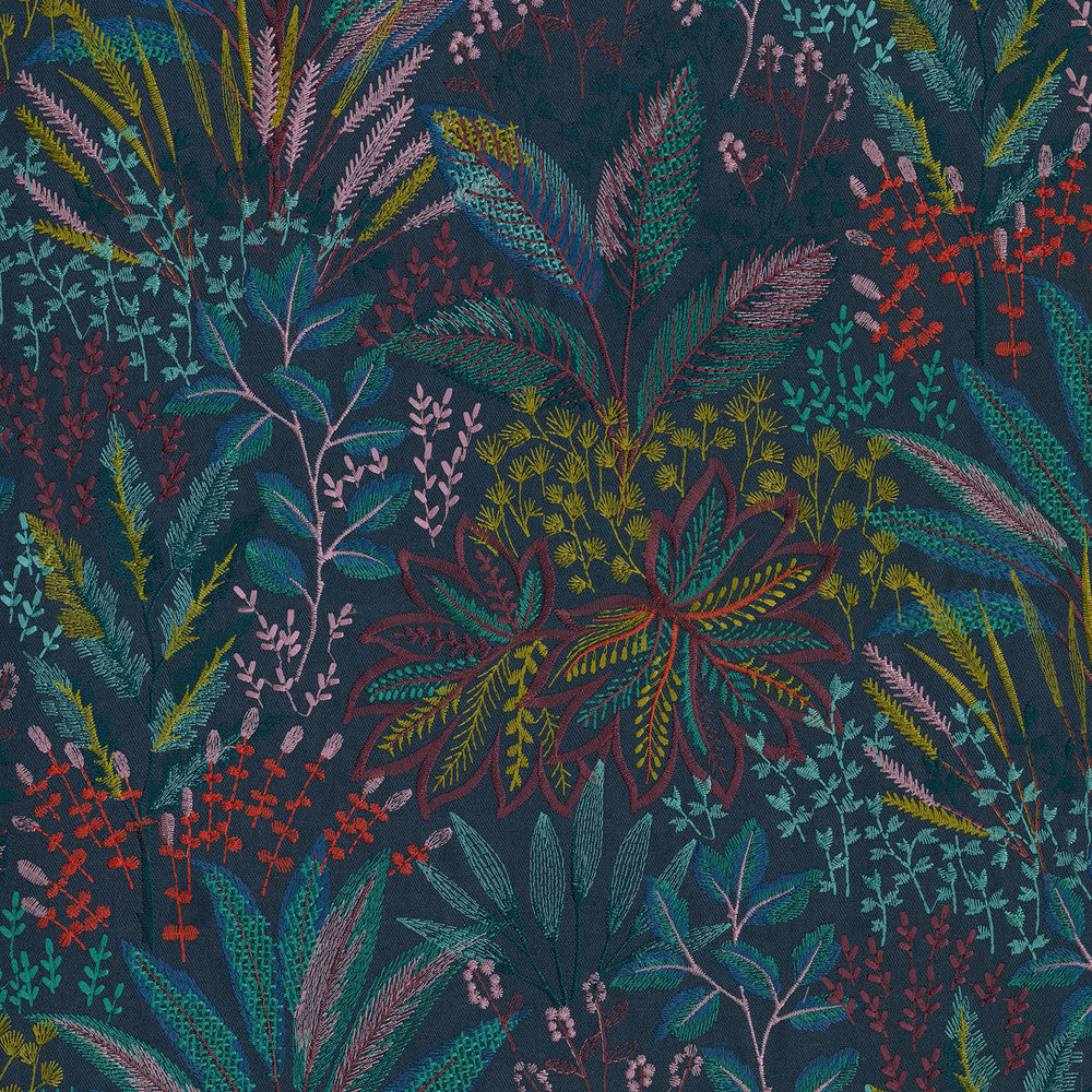 Amazonia Emb Multi 408772 by PKL Studio Designer Fabric - 70% Rayon 30% Linen Embroid:100% Rayon India 46000 Horizontal: 26 and Vertical: 18 Base: 54" Emb: 52" - Swanky Fabrics -