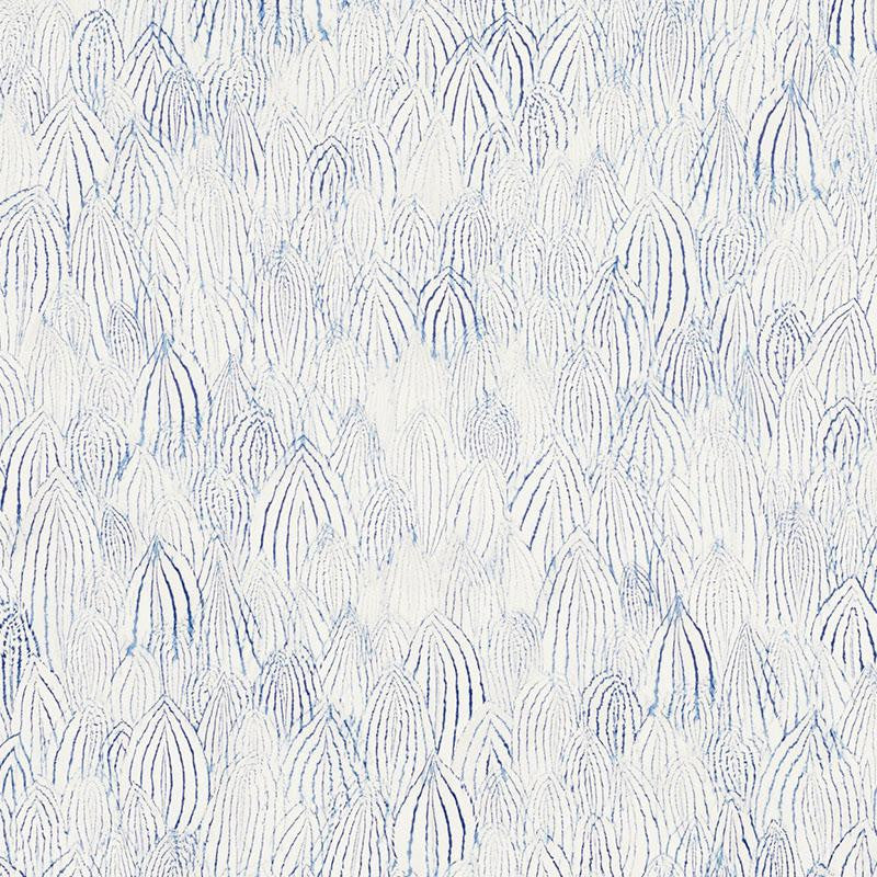Feathers Indigo 5008611 by Schumacher Designer Wallpaper Silver Lining Performance Wallcoverings 13.5" - Swanky Fabrics -