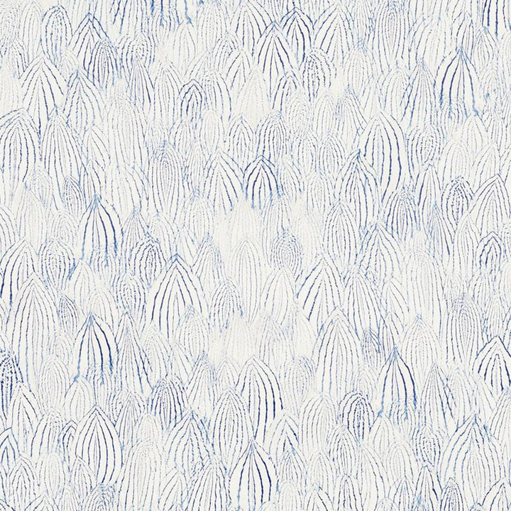 Feathers Indigo 5008611 by Schumacher Designer Wallpaper Silver Lining Performance Wallcoverings 13.5" - Swanky Fabrics -