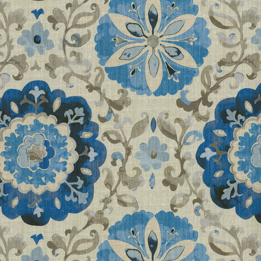 Soumak Suzani Lapis 410331 by PKL Studio Designer Fabric - 100% Cotton PERU 22000 Horizontal: 13.5 and Vertical: 13.5 54 - Swanky Fabrics -