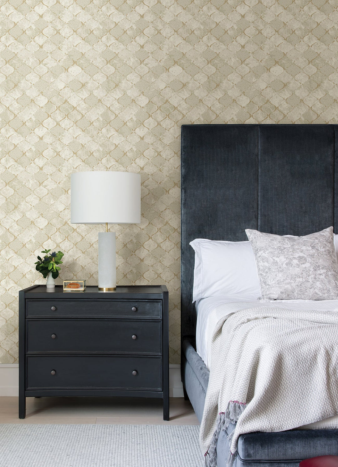 Pilak Gold Ogee Tile Wallpaper by A-Street Prints Designer