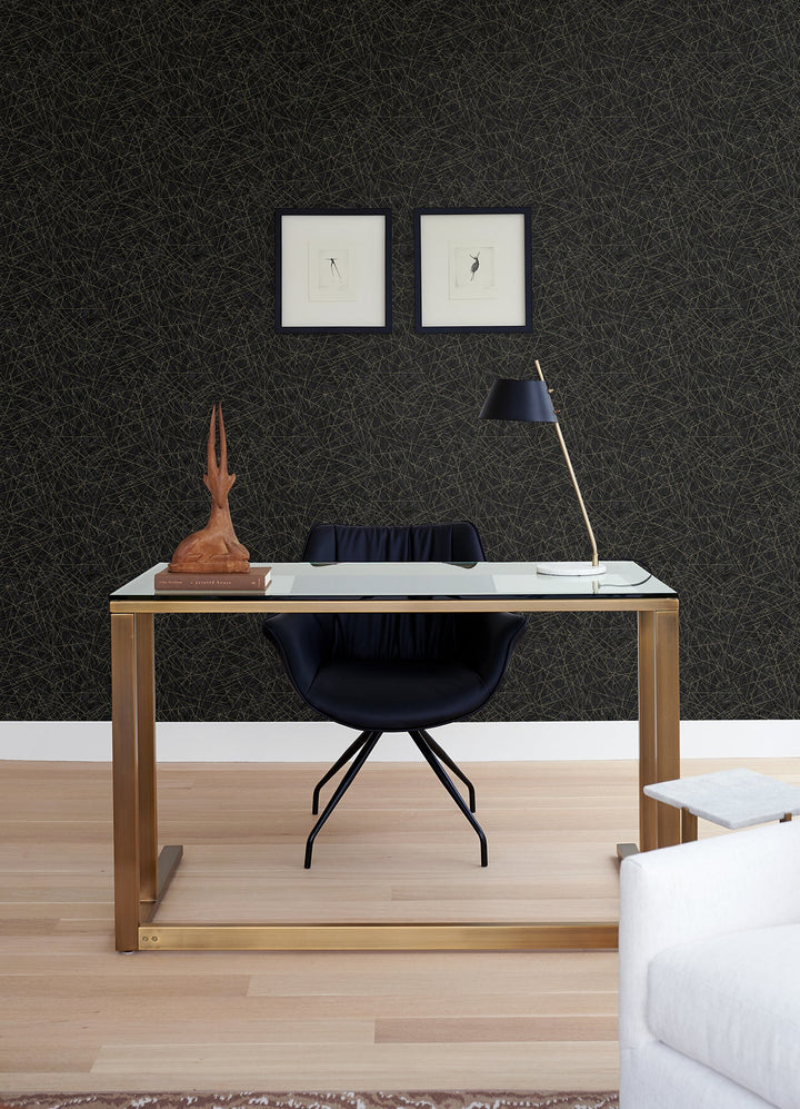 Bulan Black Abstract Lines Wallpaper by A-Street Prints Designer