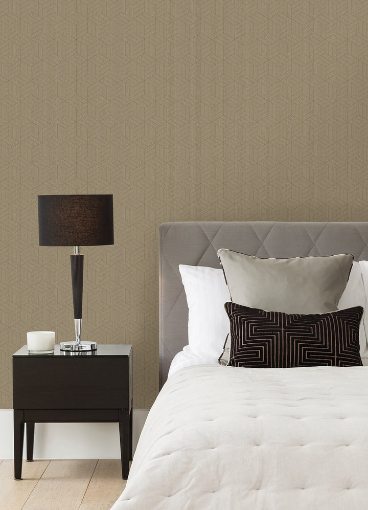 Izarra Copper Geometric Block Wallpaper by A-Street Prints Designer