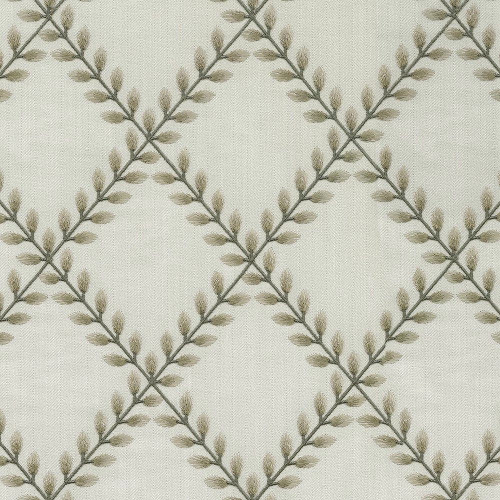 Clover Lane Emb Birch 410571 by PKL Studio Designer Fabric - 100% Polyester Embroid:100% Viscose INDIA 51000 Horizontal: 5.375 and Vertical: 6.25 55 - Swanky Fabrics -