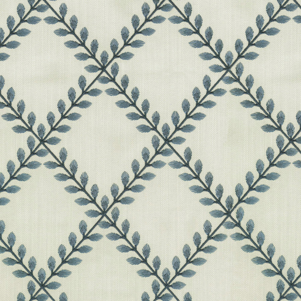 Clover Lane Emb Porcelain 410572 by PKL Studio Designer Fabric Base 100% Polyester Emb 100% Viscose India 51000 Horizontal: 5.38 and Vertical: 6.25 55 - Swanky Fabrics -