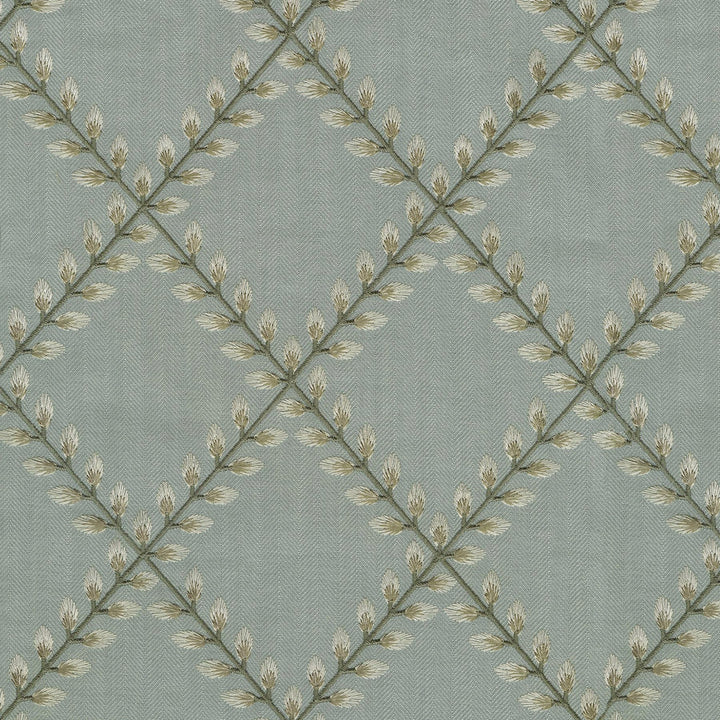 Clover Lane Emb Mist 410573 by PKL Studio Designer Fabric - 100% Polyester Embroid:100% Viscose INDIA 51000 Horizontal: 5.375 and Vertical: 6.25 55 - Swanky Fabrics -