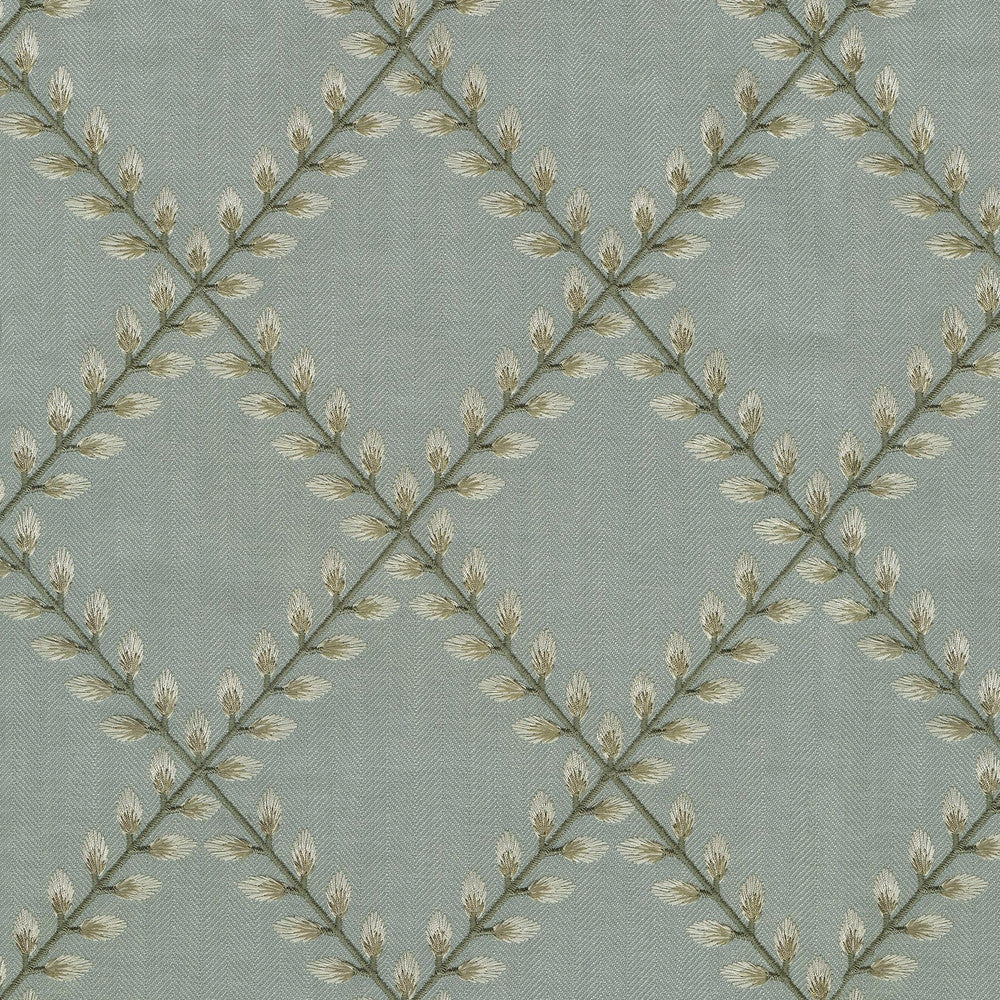 Clover Lane Emb Mist 410573 by PKL Studio Designer Fabric Base 100% Polyester Emb 100% Viscose India 51000 Horizontal: 5.38 and Vertical: 6.25 55 - Swanky Fabrics -