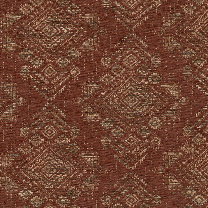 Grand Tour Brick 410582 by PKL Studio Designer Fabric 100% Polyester India 51000 Horizontal: 13.75 and Vertical: 13 54 - Swanky Fabrics -