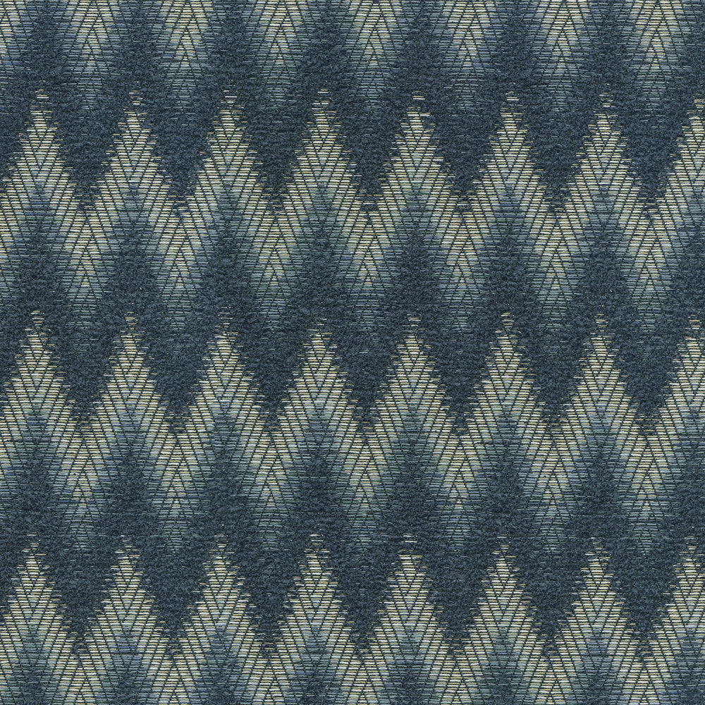 Chevron Chenille Indigo 411250 by PKL Studio Designer Fabric - 93% polyester, 7% cotton India 51000 Horizontal: 1.75 and Vertical: 4 54 - Swanky Fabrics -